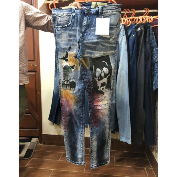 Color Printed Embroidered Jeans