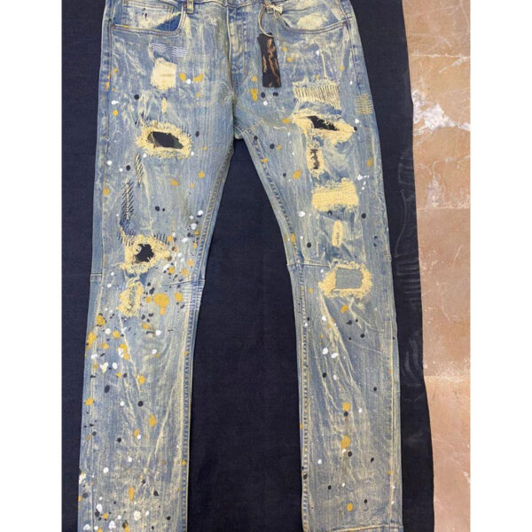 Splashed Embroidered Camouflage Jeans